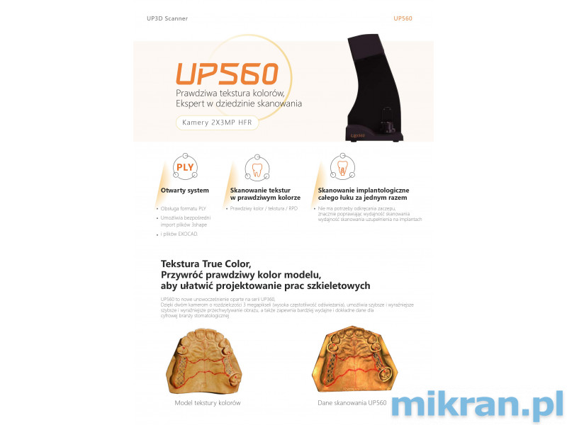 UP3D protetický skener UP560 + verzia s EXOCAD alebo UPCAD